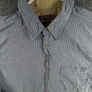 VTG Marlboro Classics Long Sleeve Button Up Shirt Men XL Blue Check Pocket Logo